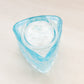 Vintage Triangular Light Blue Glass Vase with Floral Designs
