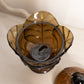 Vintage Viking Brown Footed Glass Leaf Lidded Dish