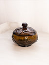 Vintage Viking Brown Glass Leaf Lidded Dish