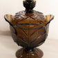 Vintage Viking Brown Footed Glass Leaf Lidded Dish