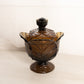 Vintage Viking Brown Footed Glass Leaf Lidded Dish