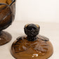 Vintage Viking Brown Footed Glass Leaf Lidded Dish