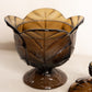 Vintage Viking Brown Footed Glass Leaf Lidded Dish
