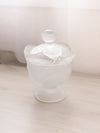 Vintage Viking Clear Footed Glass Leaf Lidded Dish