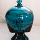 Vintage Viking Glass Old Bluenique Teal Blue 3 Foil Lidded Dish