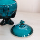 Vintage Viking Glass Old Bluenique Teal Blue 3 Foil Lidded Dish