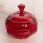 Vintage Viking Red Amberina Glass Lidded Dish (Glows)