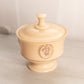 Vintage Westmoreland Almond Glass Floral Lidded Dish