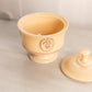 Vintage Westmoreland Almond Glass Floral Lidded Dish