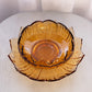Vintage Westmoreland Amber Glass Large Lotus Bowl & Plate