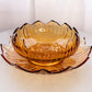 Vintage Westmoreland Amber Glass Large Lotus Bowl & Plate
