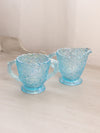 Vintage Westmoreland Blue Iridescent Glass Bramble Creamer & Sugar Set