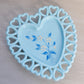 Vintage Westmoreland Blue Milk Glass Floral Handpainted Heart Dish