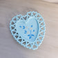 Vintage Westmoreland Blue Milk Glass Floral Handpainted Heart Dish