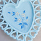 Vintage Westmoreland Blue Milk Glass Floral Handpainted Heart Dish