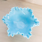 Vintage Westmoreland Blue Milk Glass Ruffle Edge Grape Pattern 3-Toed Bowl