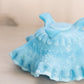 Vintage Westmoreland Blue Milk Glass Ruffle Edge Grape Pattern 3-Toed Bowl