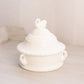 Vintage Westmoreland Circular White Milk Glass Lidded Swan Dish