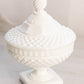 Vintage Westmoreland English Hobnail Short Milk Glass Lidded Dish