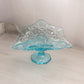 Vintage Westmoreland Glass Blue Footed Old Quilt Banana Boat