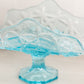 Vintage Westmoreland Glass Blue Footed Old Quilt Banana Boat