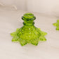 Vintage Westmoreland Glass Green Ring and Petal Candlestick