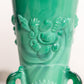 Vintage Westmoreland Glass Green Slag Argonaut Vase Shell and Dolphin Accents