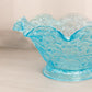 Vintage Westmoreland Glass Large Blue Bramble Leaf Bowl with Ruffle Edge