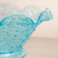 Vintage Westmoreland Glass Large Blue Bramble Leaf Bowl with Ruffle Edge