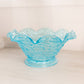 Vintage Westmoreland Glass Large Blue Bramble Leaf Bowl with Ruffle Edge