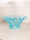 Vintage Westmoreland Glass Large Blue Bramble Leaf Bowl with Ruffle Edge
