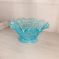 Vintage Westmoreland Glass Large Blue Bramble Leaf Bowl with Ruffle Edge