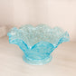 Vintage Westmoreland Glass Large Blue Bramble Leaf Bowl with Ruffle Edge