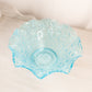 Vintage Westmoreland Glass Large Blue Bramble Leaf Bowl with Ruffle Edge