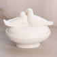 Vintage Westmoreland Glass Oval White Birds on Nest Lidded Dish