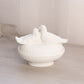 Vintage Westmoreland Glass Oval White Birds on Nest Lidded Dish