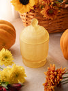 Vintage Westmoreland Glass Satin Yellow Paneled Grape Lidded Jar