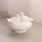 Vintage Westmoreland Glass White Iridescent Birds in Love Lidded Dish