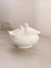 Vintage Westmoreland Glass White Iridescent Birds in Love Lidded Dish