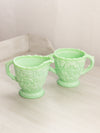 Vintage Westmoreland Green Milk Glass Bramble Creamer and Sugar Set
