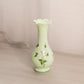 Vintage Westmoreland Green Milk Glass Hand Painted Floral Vase