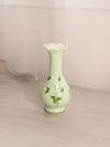 Vintage Westmoreland Green Milk Glass Hand Painted Floral Vase