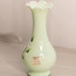 Vintage Westmoreland Green Milk Glass Hand Painted Floral Vase