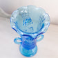 Vintage Westmoreland Large Blue Glass Vase with Floral Designs and 2 Handles