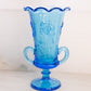 Vintage Westmoreland Large Blue Glass Vase with Floral Designs and 2 Handles