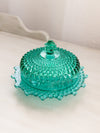 Vintage Westmoreland Laurel Green Glass Hobnail Butter Cheese Dish