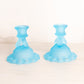 Vintage Westmoreland Light Blue Satin Glass Doric Candlestick