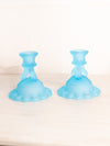 Vintage Westmoreland Light Blue Satin Glass Doric Candlestick