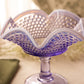 Vintage Westmoreland Lilac Opalescent Glass Hobnail Ruffle Compote