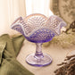 Vintage Westmoreland Lilac Opalescent Glass Hobnail Ruffle Compote